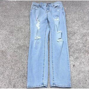Aeropostale High Rise Jegging Jeans Blue Skinny Pockets Size 12 Distressed